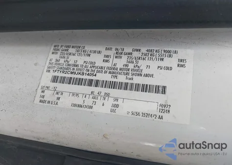 2018 Ford Transit-250 из США, поврежденный, VIN 1FTYR2CM9JKB14054